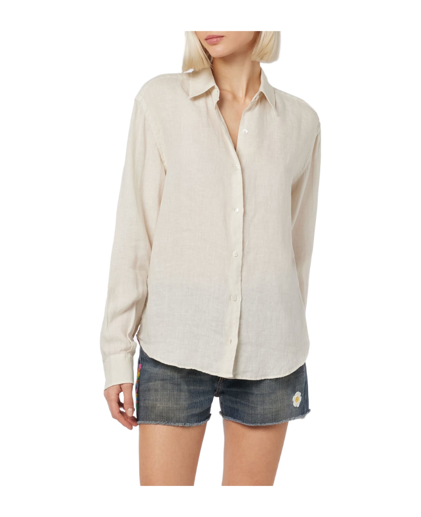 MC2 Saint Barth Woman Off-white Linen Shirt Meredith - WHITE