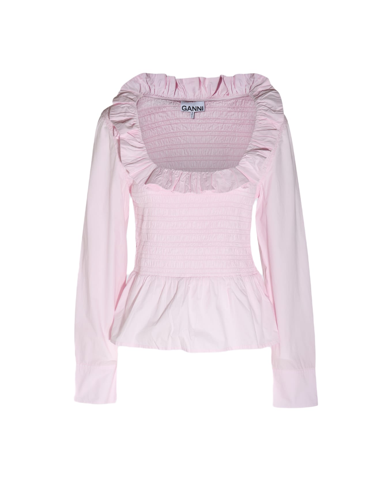 Ganni Pink Cotton Shirt - LIGHT LILAC