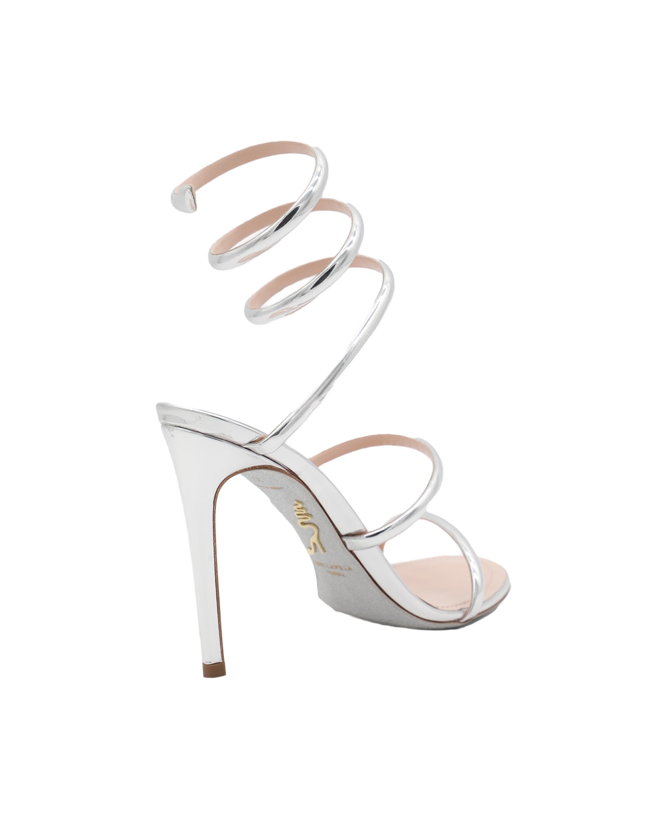 René Caovilla Silver Leather Sandals - Silver