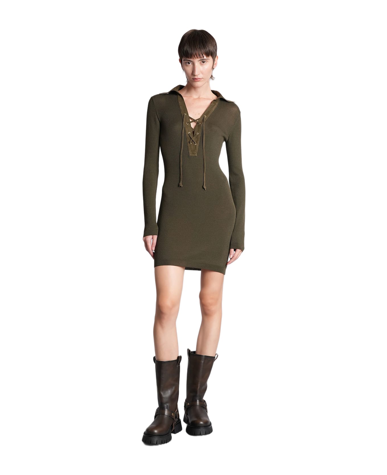 Golden Goose Orly Mini Dress In Green Cotton - green