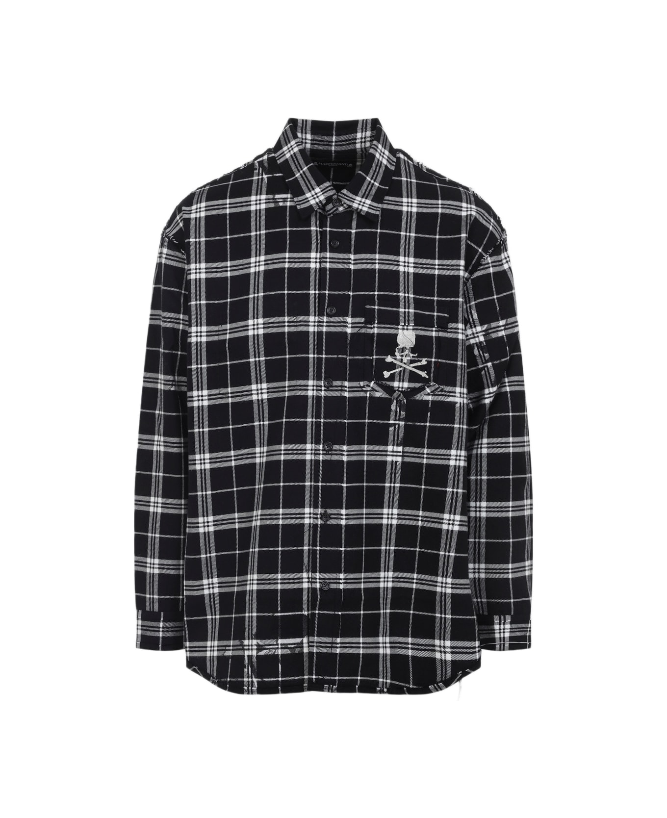 MASTERMIND WORLD Reversible Raw Edge Plaid Shirt - Black Plaid