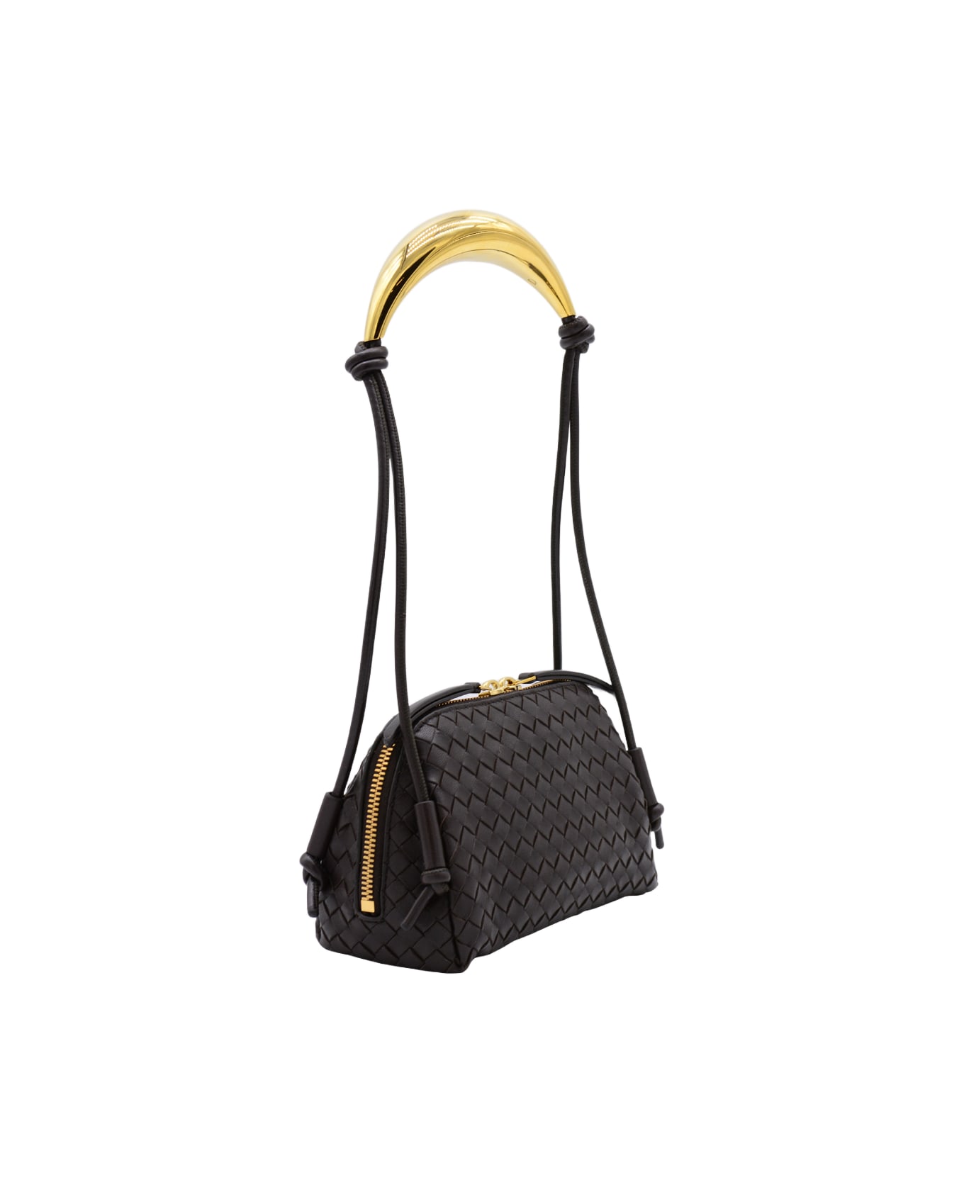 Bottega Veneta Black Leather Concert Pouch - FONDANT