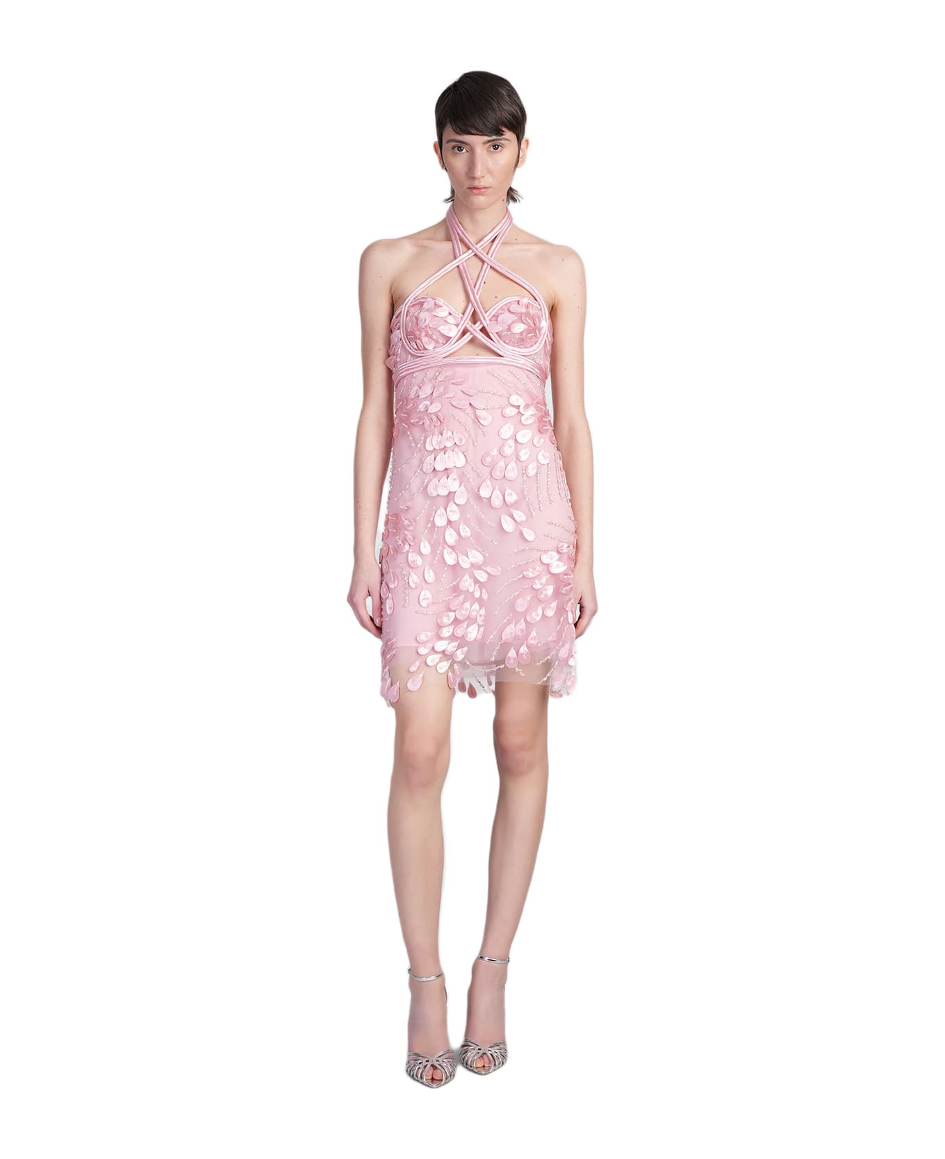 Costarellos Callula Mini Dress In Rose-pink Polyamide - rose-pink