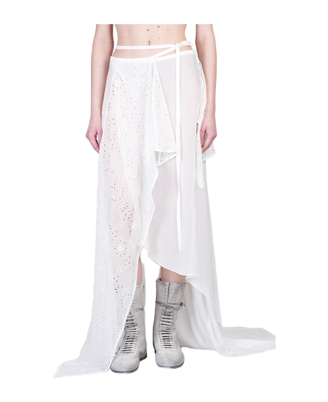 Ann Demeulemeester Sirka Skirt In White Silk - white