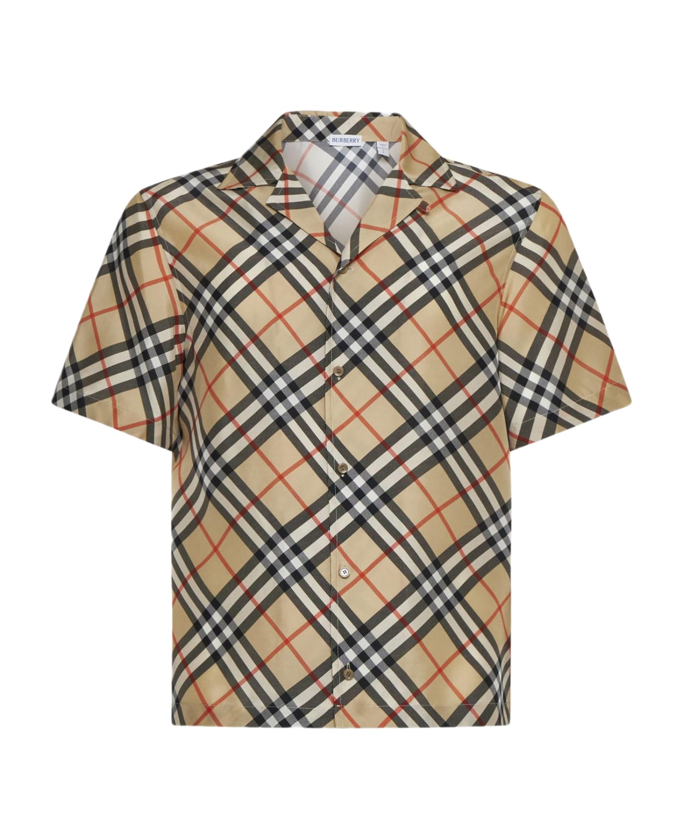 Burberry Check Silk Shirt - NEUTRALS