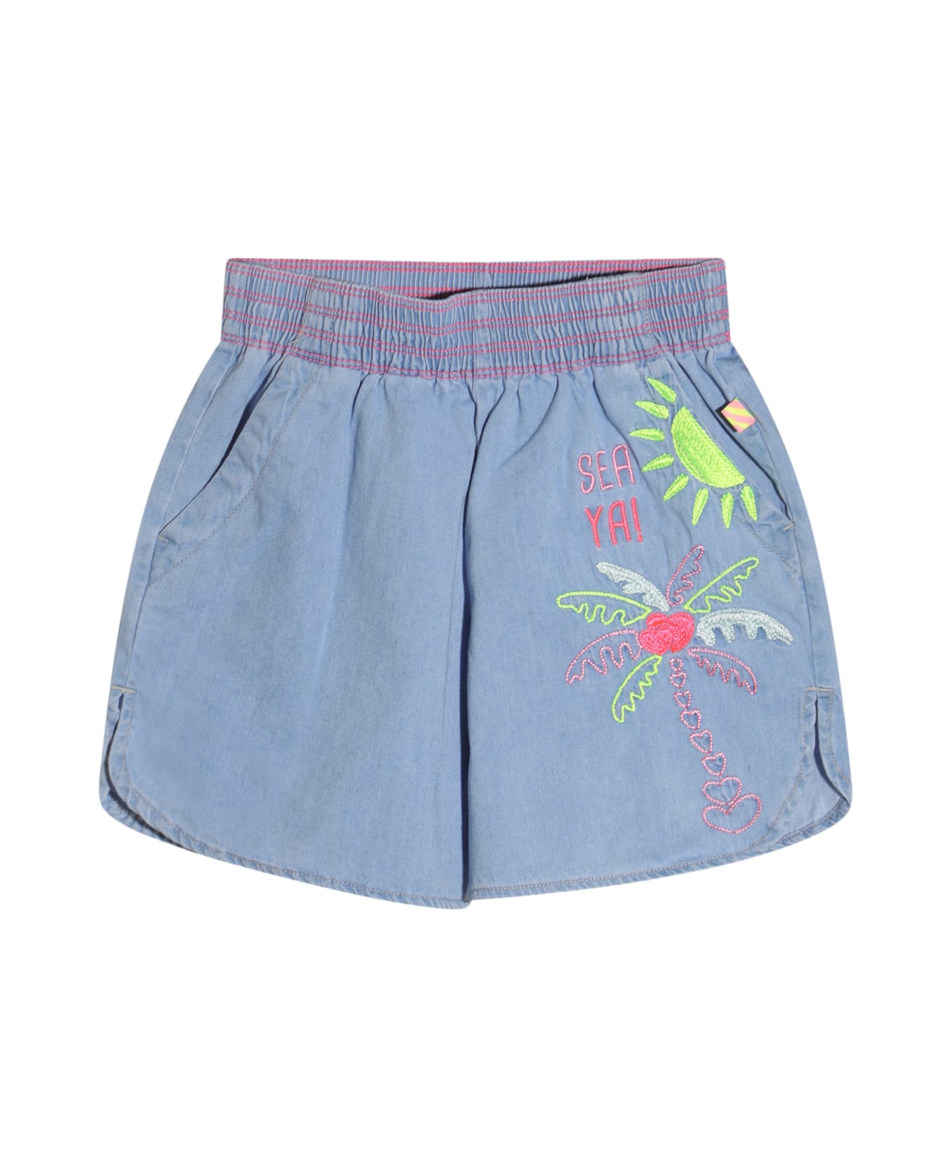 Billieblush Blue Cotton Blend Denim Shorts - Light Grey