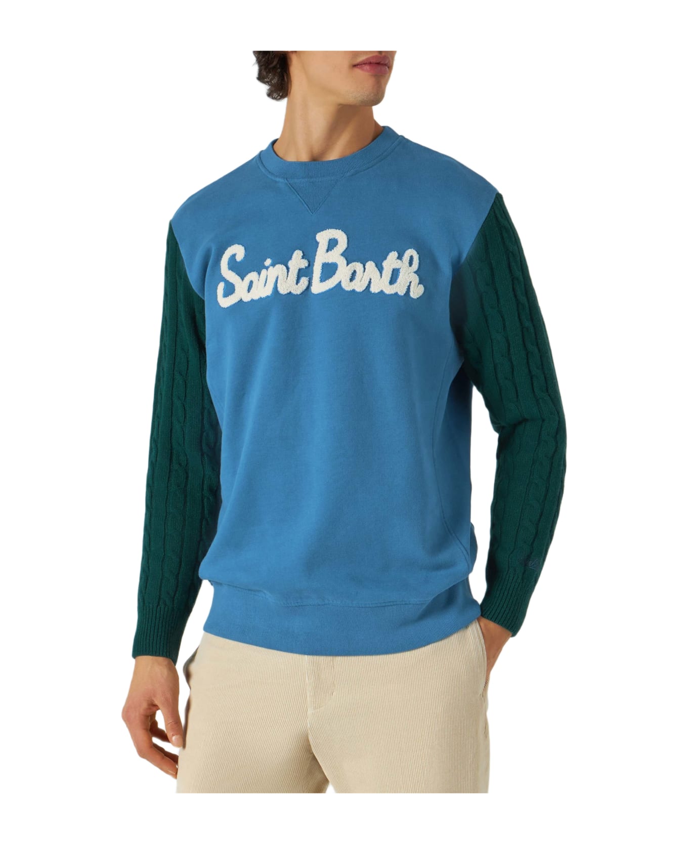 MC2 Saint Barth Man Sweatshirt With Knitted Sleeves