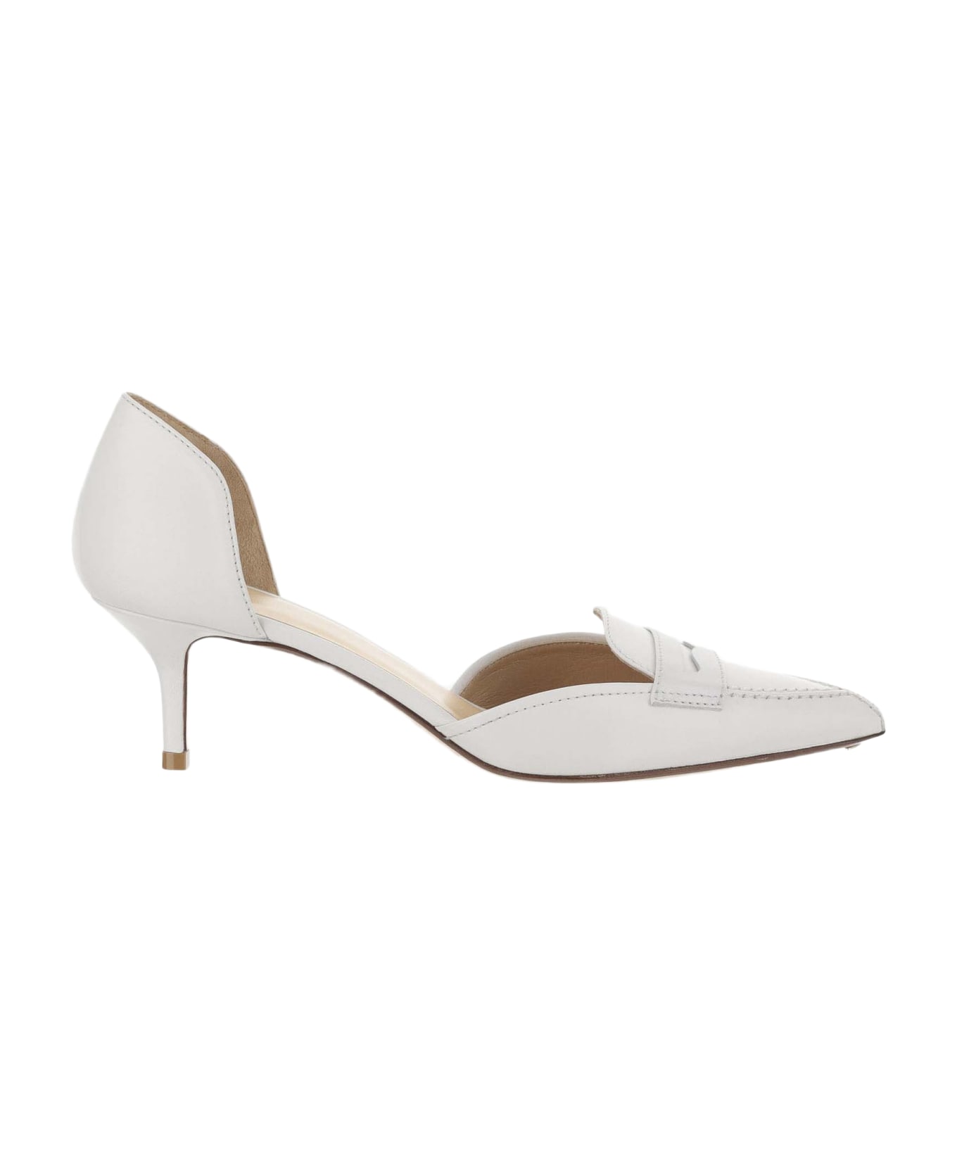 Francesco Russo Leather D'orsay Pumps - White ハイヒール