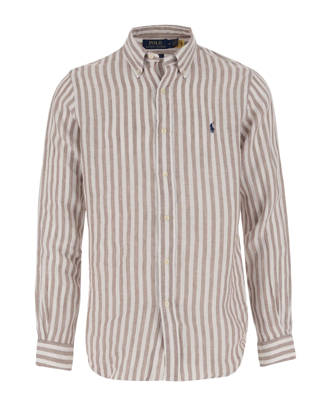 Polo Ralph Lauren Linen Shirt With Striped Pattern And Logo - Red