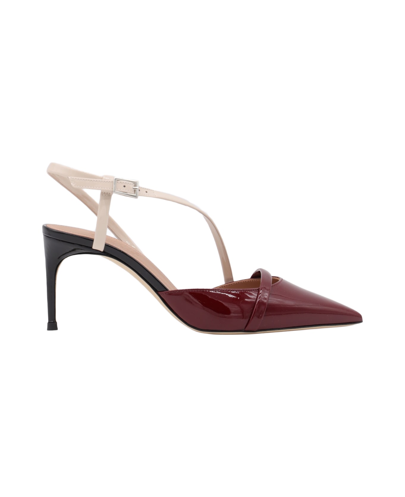 Malone Souliers Red And Black Leather Valeria 70-7 Pumps - ROSEWOOD/SHEEL
