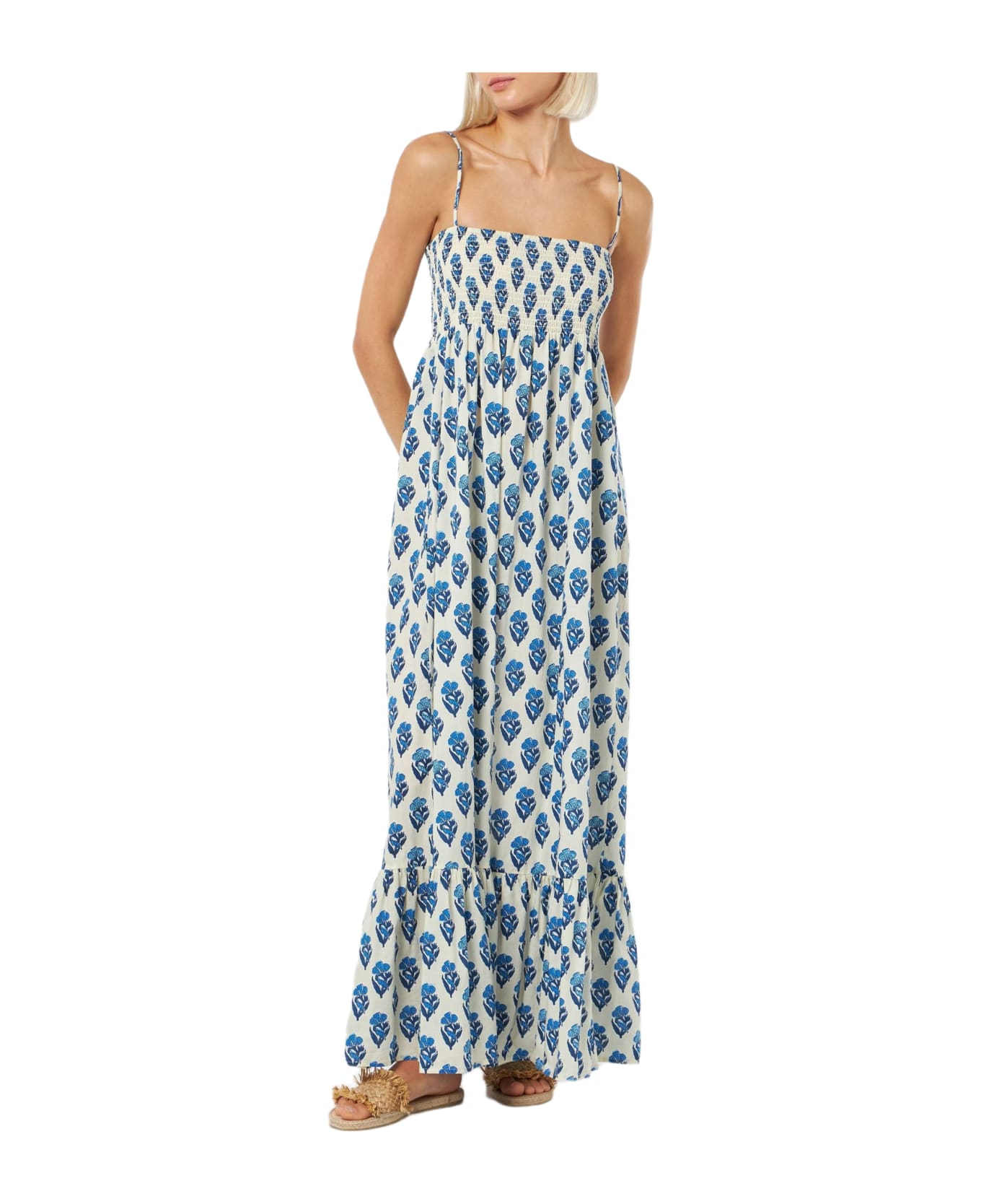 MC2 Saint Barth Woman Cotton Dress Jemma With Smocked Embroidery - WHITE