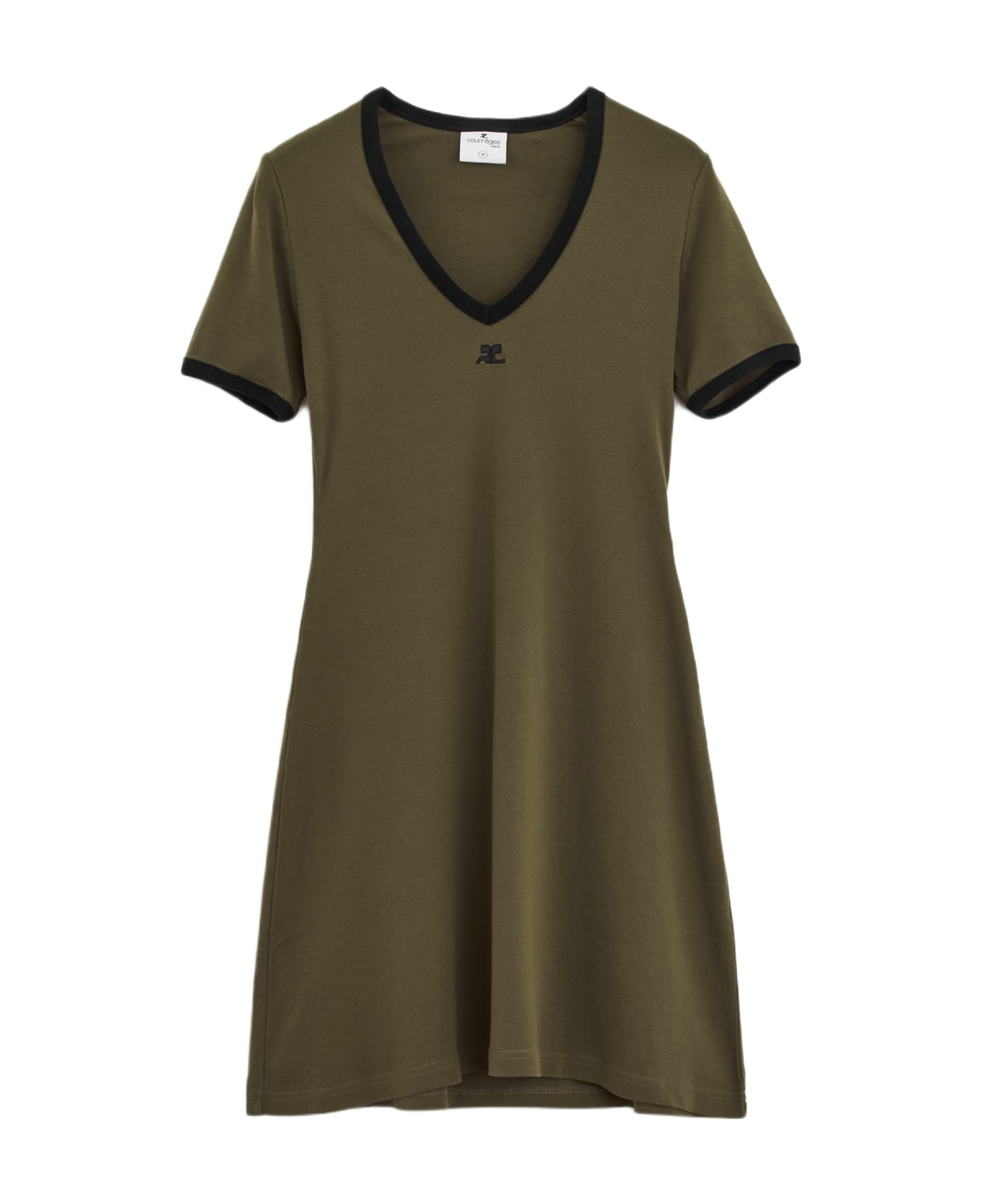 Courrèges Contrast V Neck Dress - camouflage ワンピース＆ドレス
