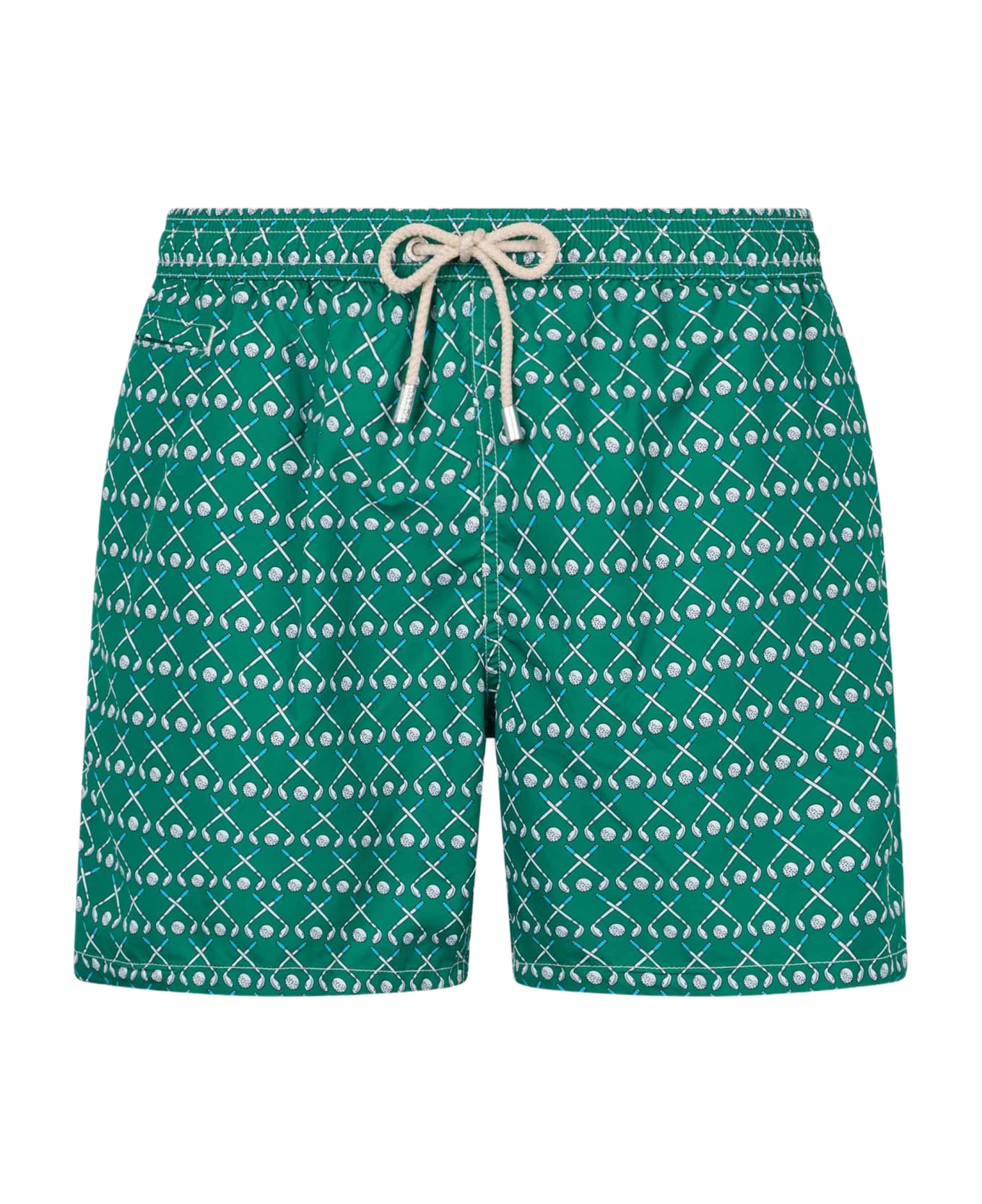 MC2 Saint Barth Man Lightweight Fabric Swim-shorts Lighting Micro Fantasy With Golf Print - GREEN