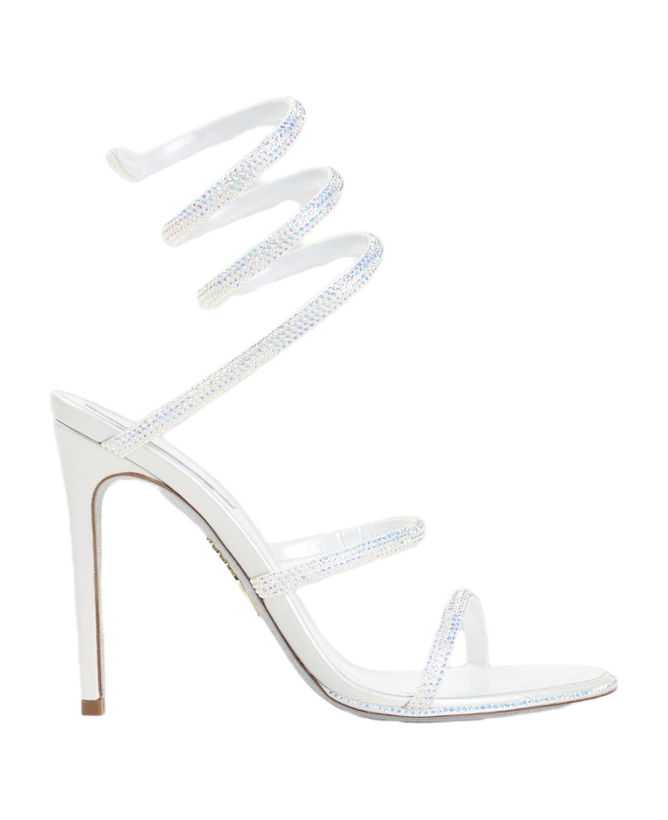 René Caovilla Cleo Sandals - Ivory Satin Transmission Strass