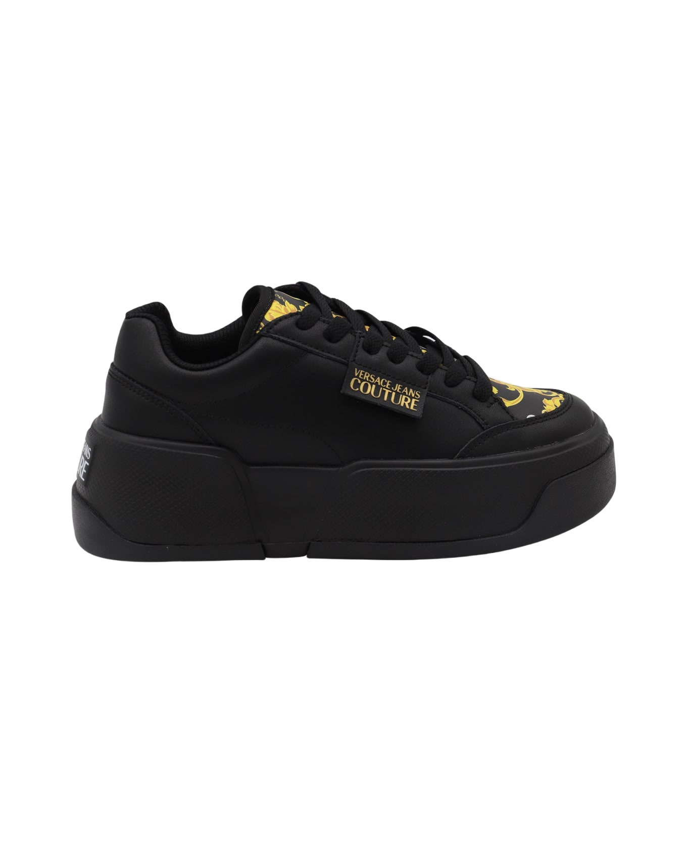 【関税＆送料込み】Versace Black Sneakers With Cut-Out Desi Versace Men's Medusa Logo Black Leather Sneakers Shoes US 11