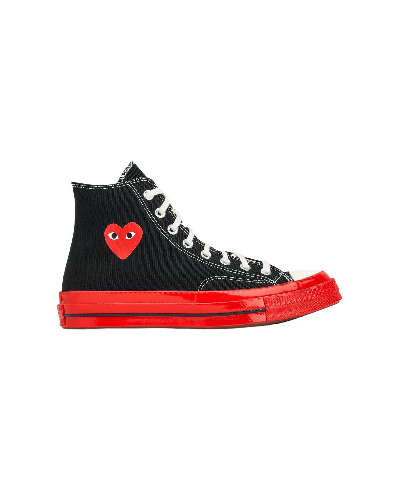 Comme des Garçons Play Ct70 Hi Top Red Sole Shoes Converse collaboration Chuck Taylor 70s black canvas sneaker with red sole. - Nero