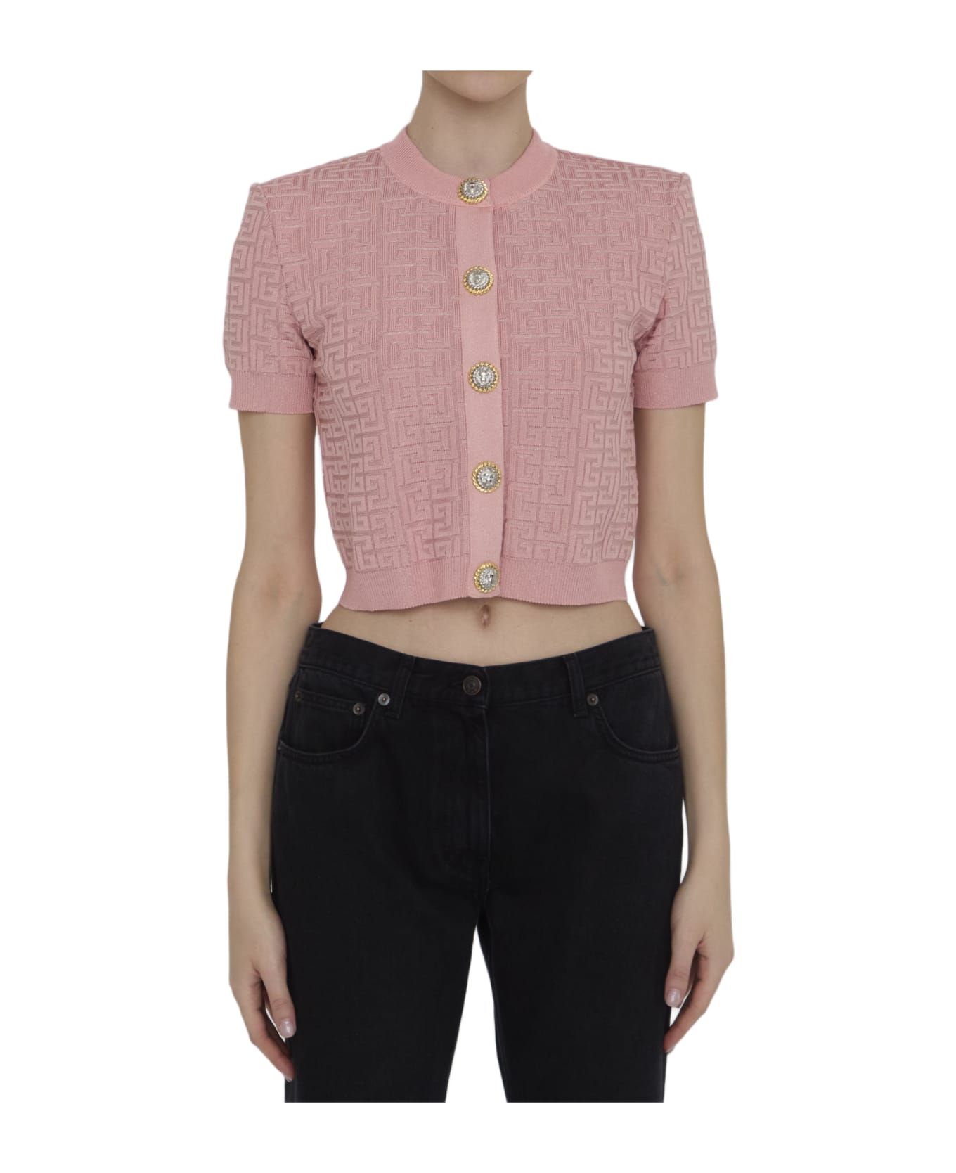 Balmain Pb Labyrinth Knit Cardigan - PINK
