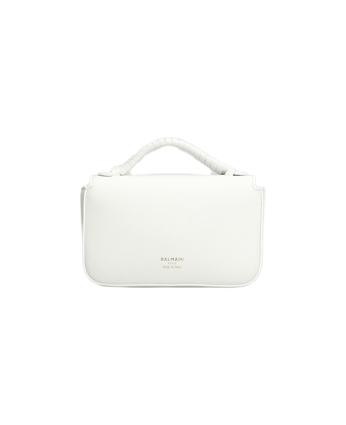 Balmain B Buzz Mini 17 Shoulder Bag In White Leather - white