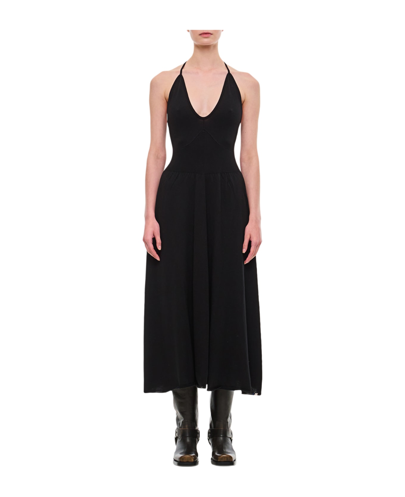 Extreme Cashmere Flared Cashmere And Cotton Dress - Black