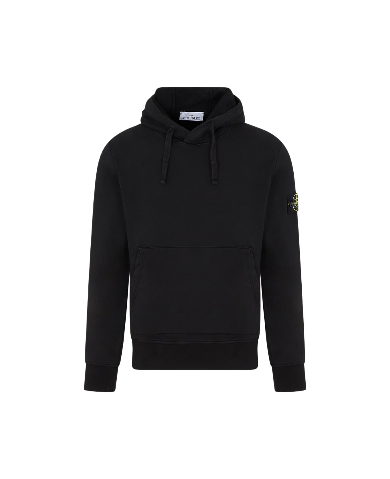 Stone Island Compass Patch Drawstring Hoodie - Black