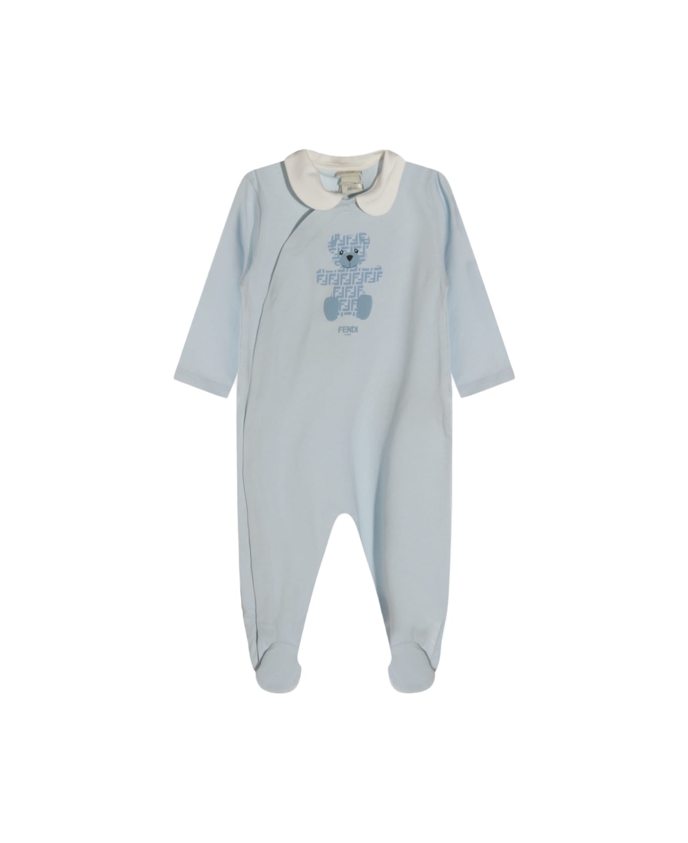 Fendi Blue Cotton Jumpsuit - AZZURRO BABY