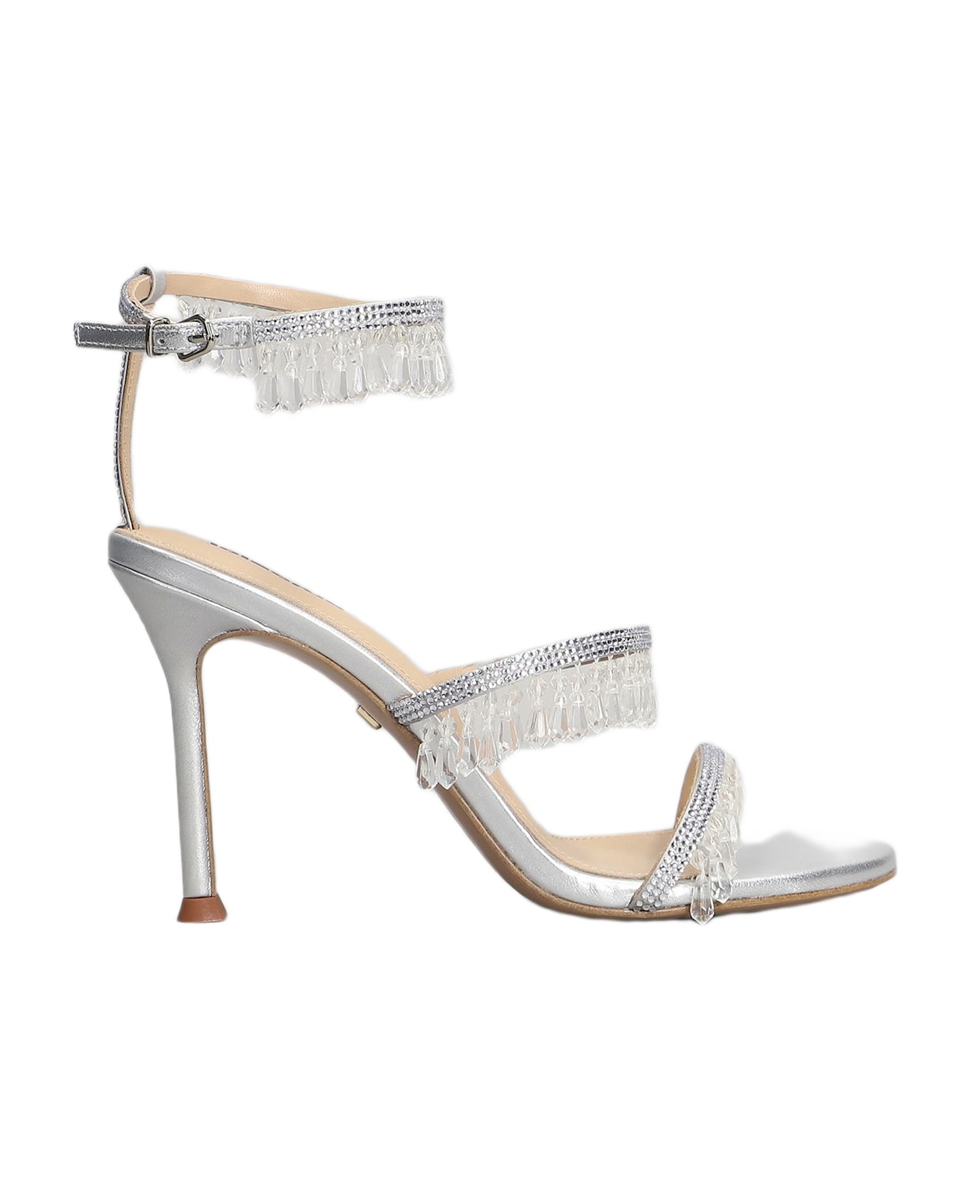 Lola Cruz Flamenca 95 Sandals In Silver Leather - silver