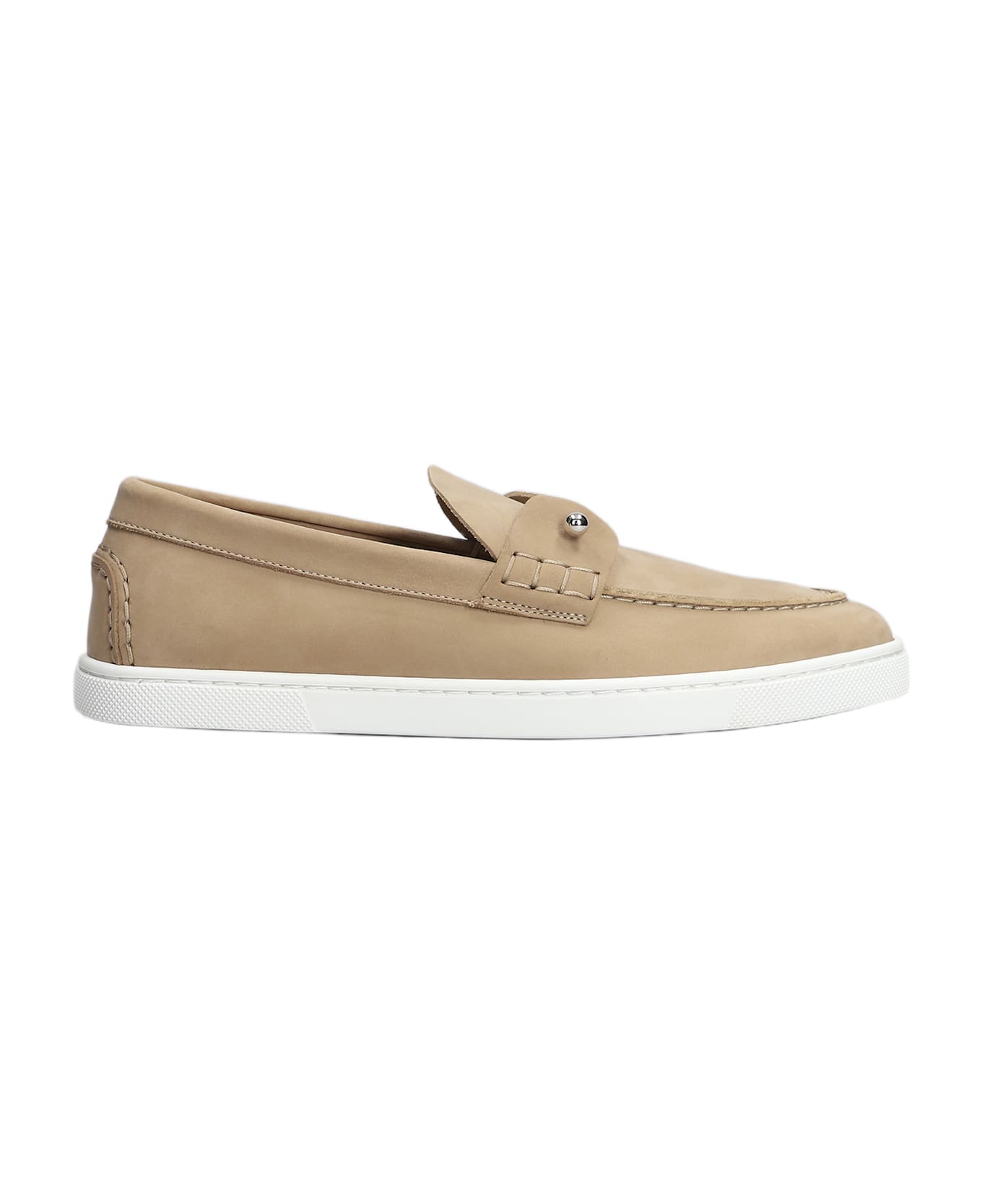 Christian Louboutin Chambeliboat Loafers In Beige Leather - beige