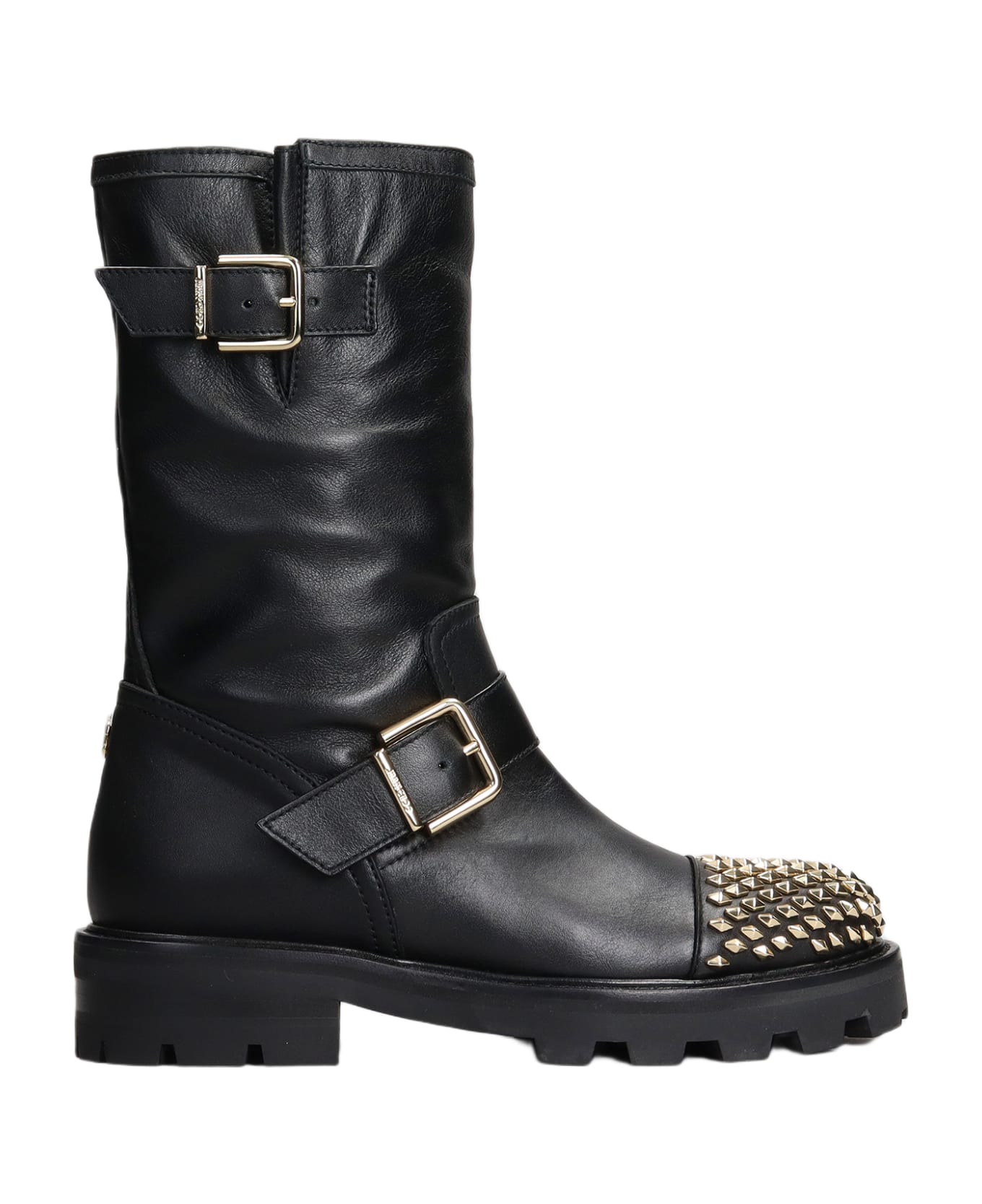 Jimmy Choo Biker Ii Combat Boots In Black Leather - black