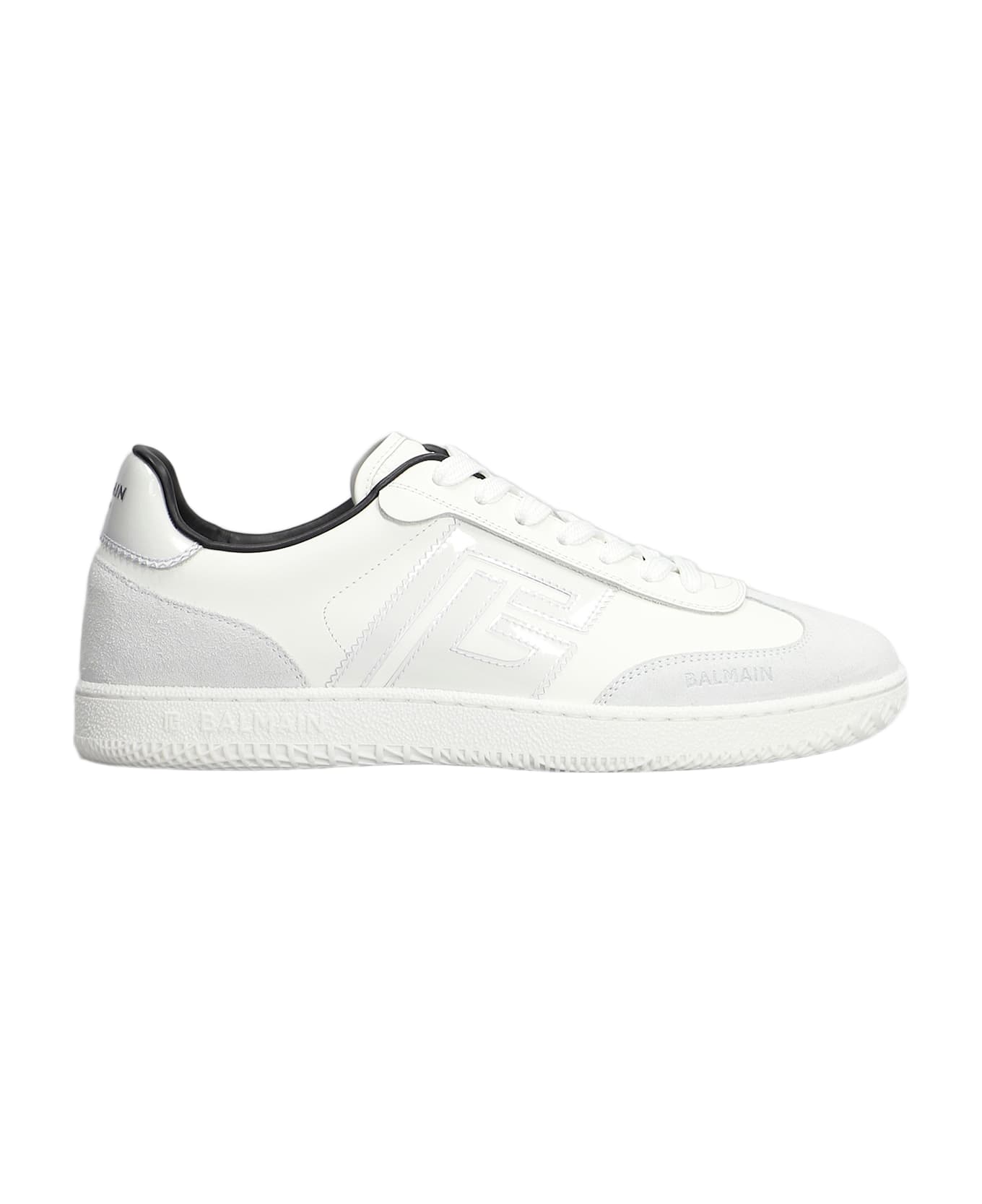 Balmain Swan Suede Sneakers In White Suede And Leather - white