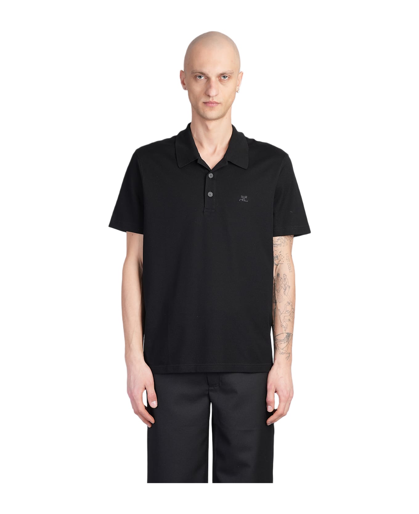 Courrèges Polo In Black Cotton - black