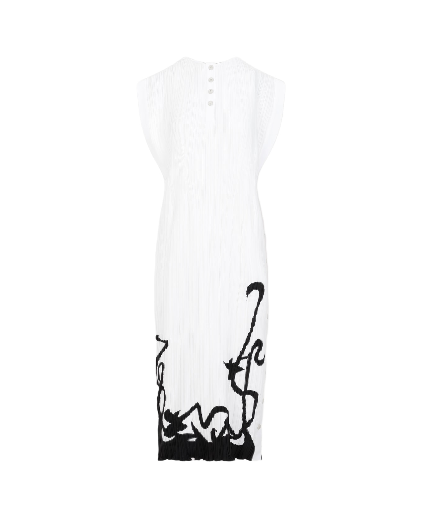 Lanvin Sleeveless Pleated Midi Dress - Off White