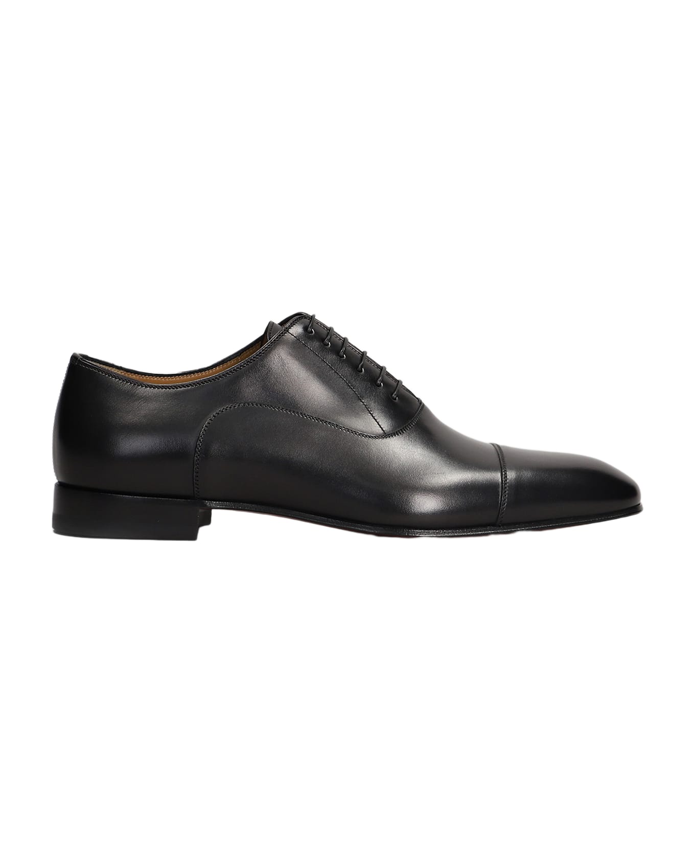 Christian Louboutin Greggo Lace Up Shoes In Black Leather - black
