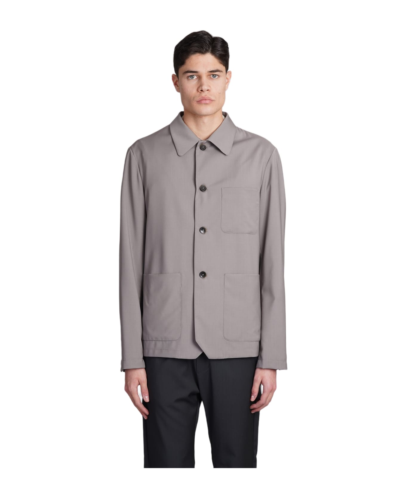 Barena Visal Shirt In Grey Wool - Tortora