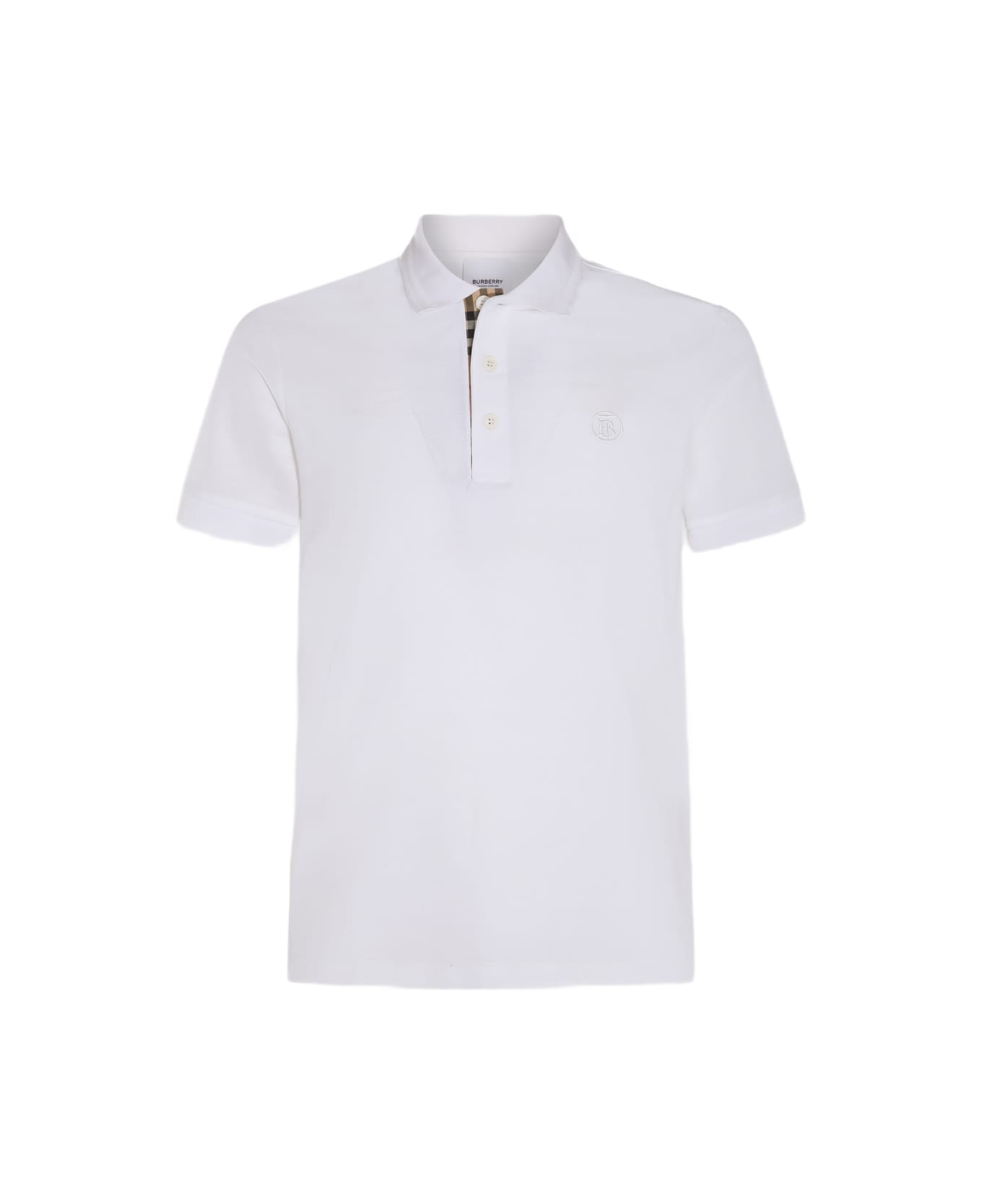 Burberry White And Archive Beige Cotton Polo Shirt - WHITE