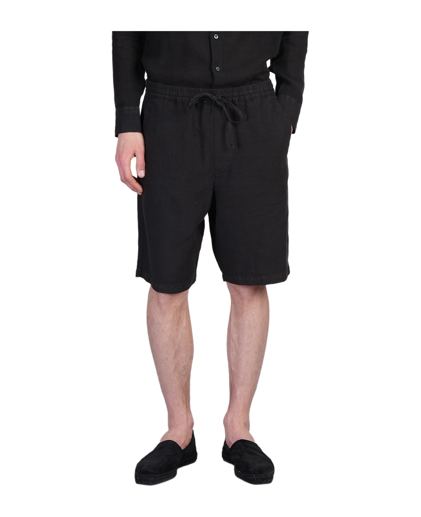 120% Lino Shorts In Black Linen - black