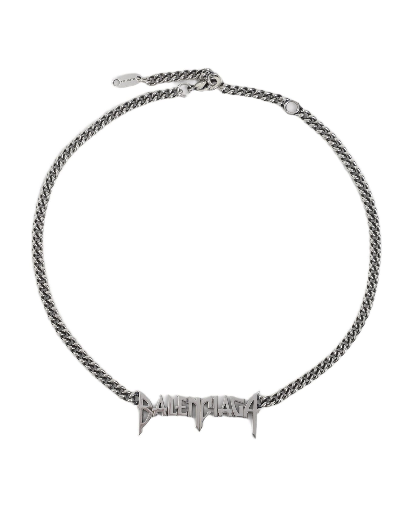 Balenciaga Typo Metal Necklace - Antique Silver