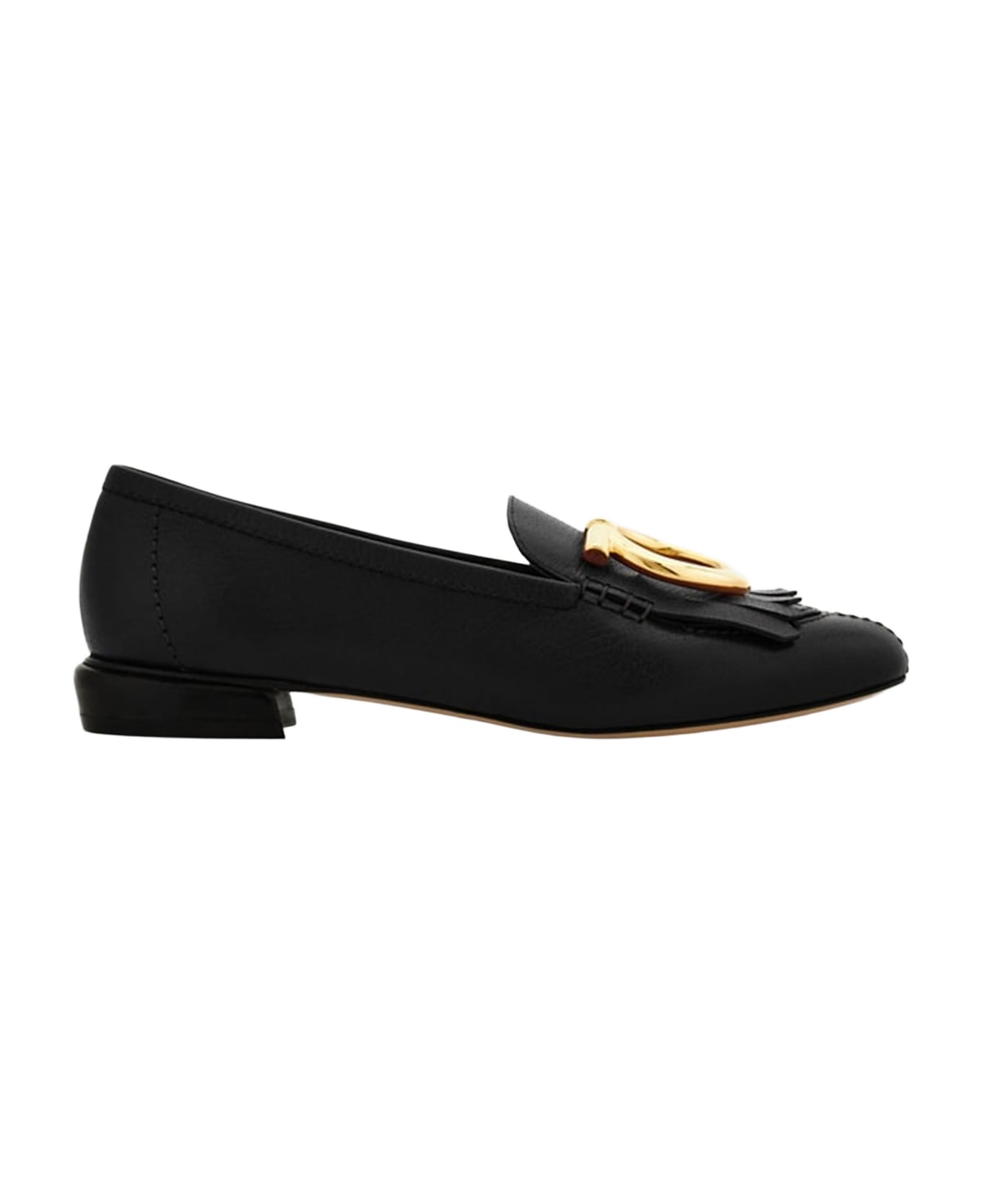 Ferragamo Silvy Loafers With Leather Fringe Detail - Black