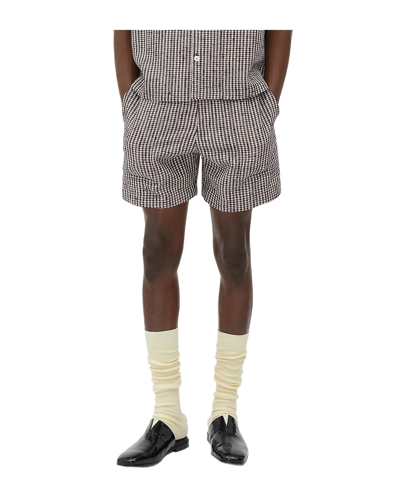 Bottega Veneta Checked Shorts - Brown