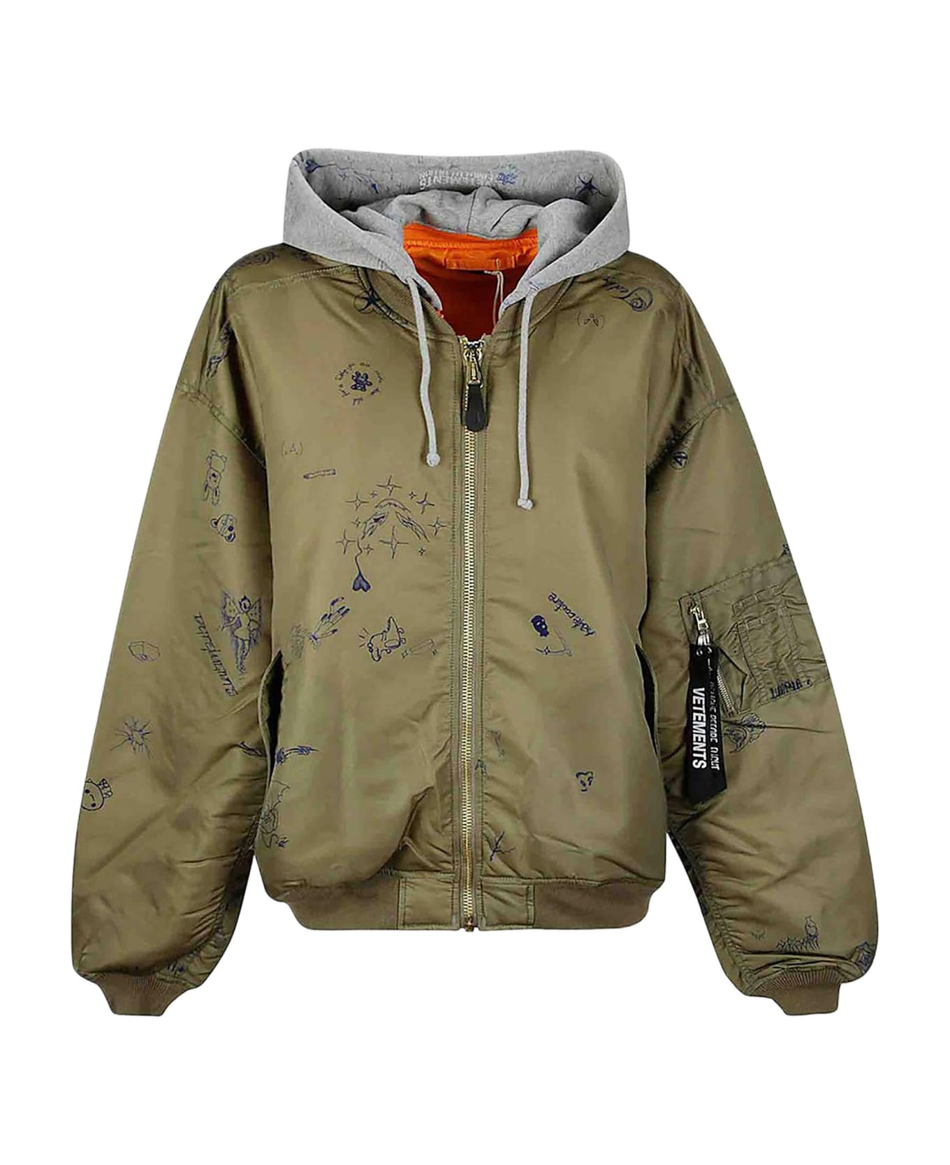 VETEMENTS Bomber Jacket With Graphic Prints - Green