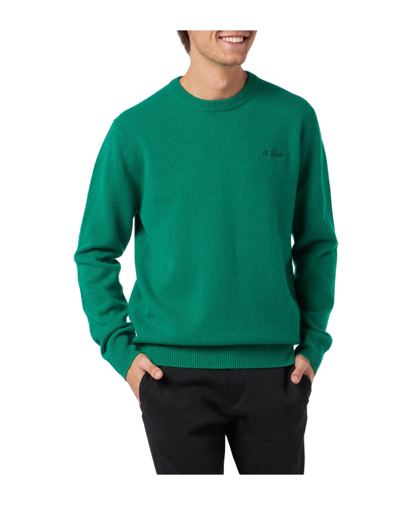 MC2 Saint Barth Green Sweater Regent In Lambswool - GREEN