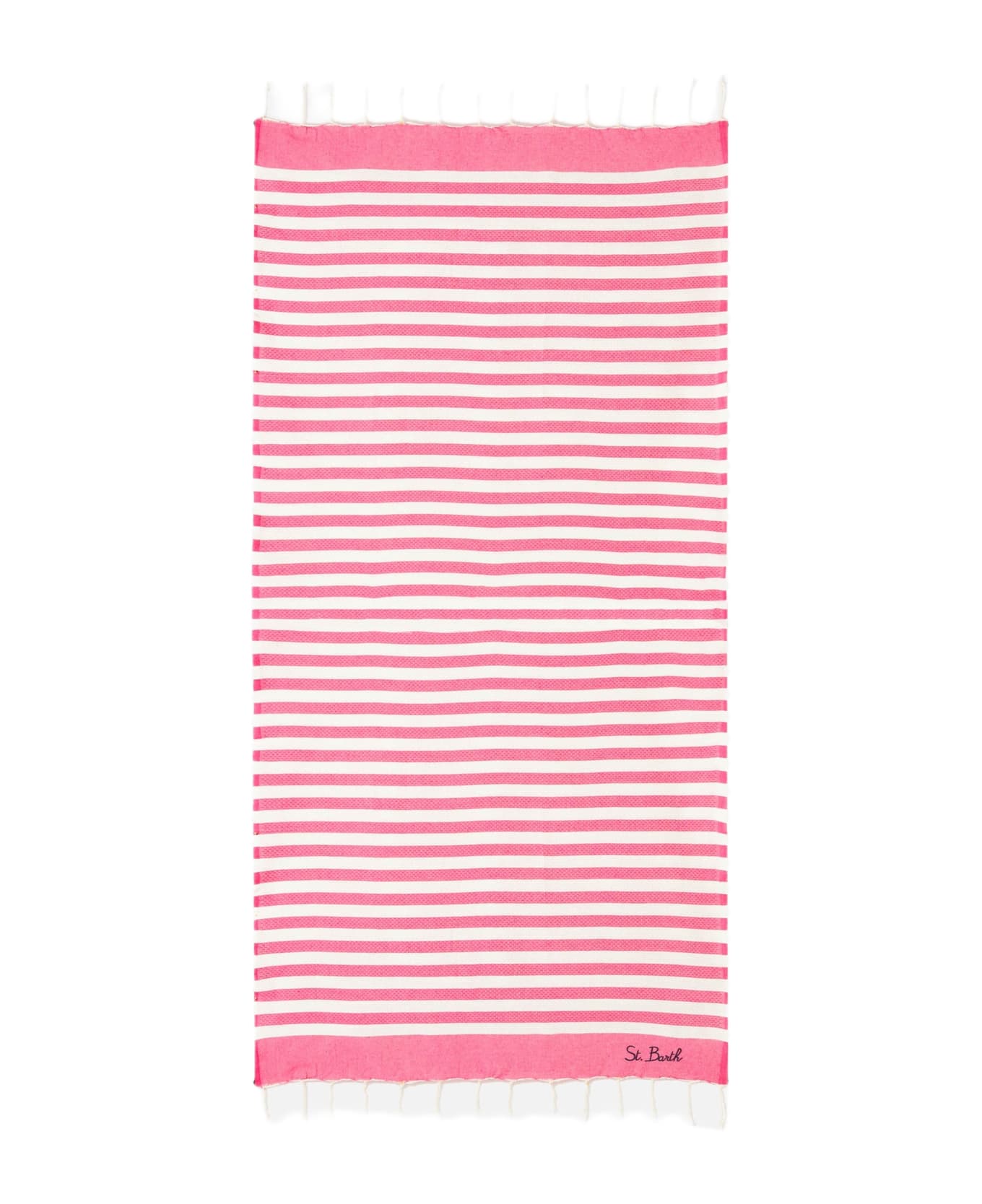 MC2 Saint Barth Classic Honeycomb Fouta Towel With Striped Print - PINK