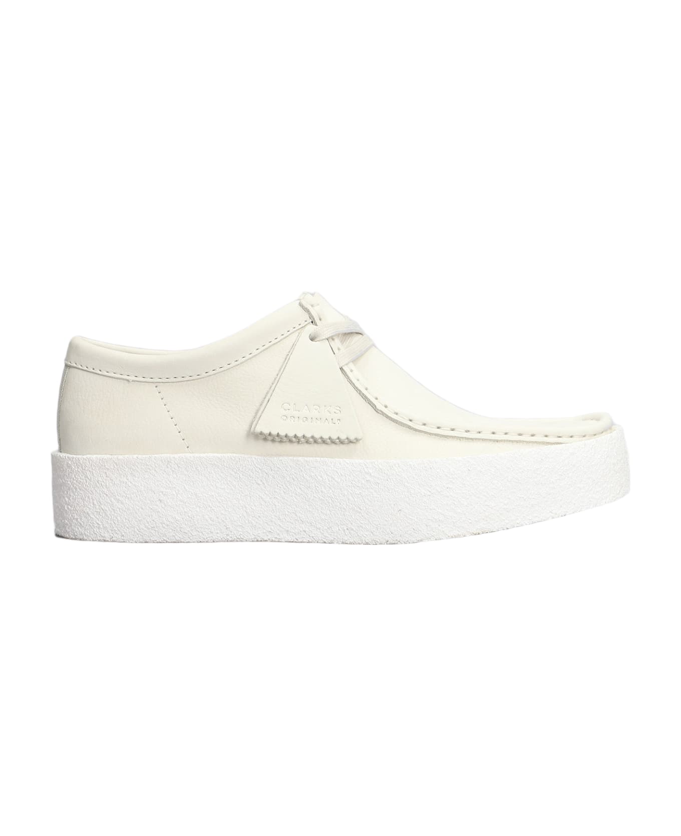 Clarks Wallabee Cup Lace Up Shoes In White Nubuck - white