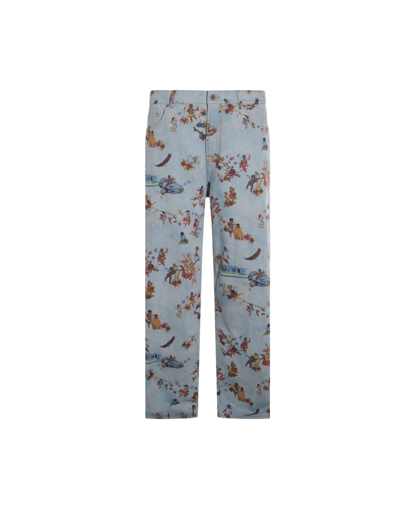 Off-White Multicolor Cotton Denim Jeans - Red
