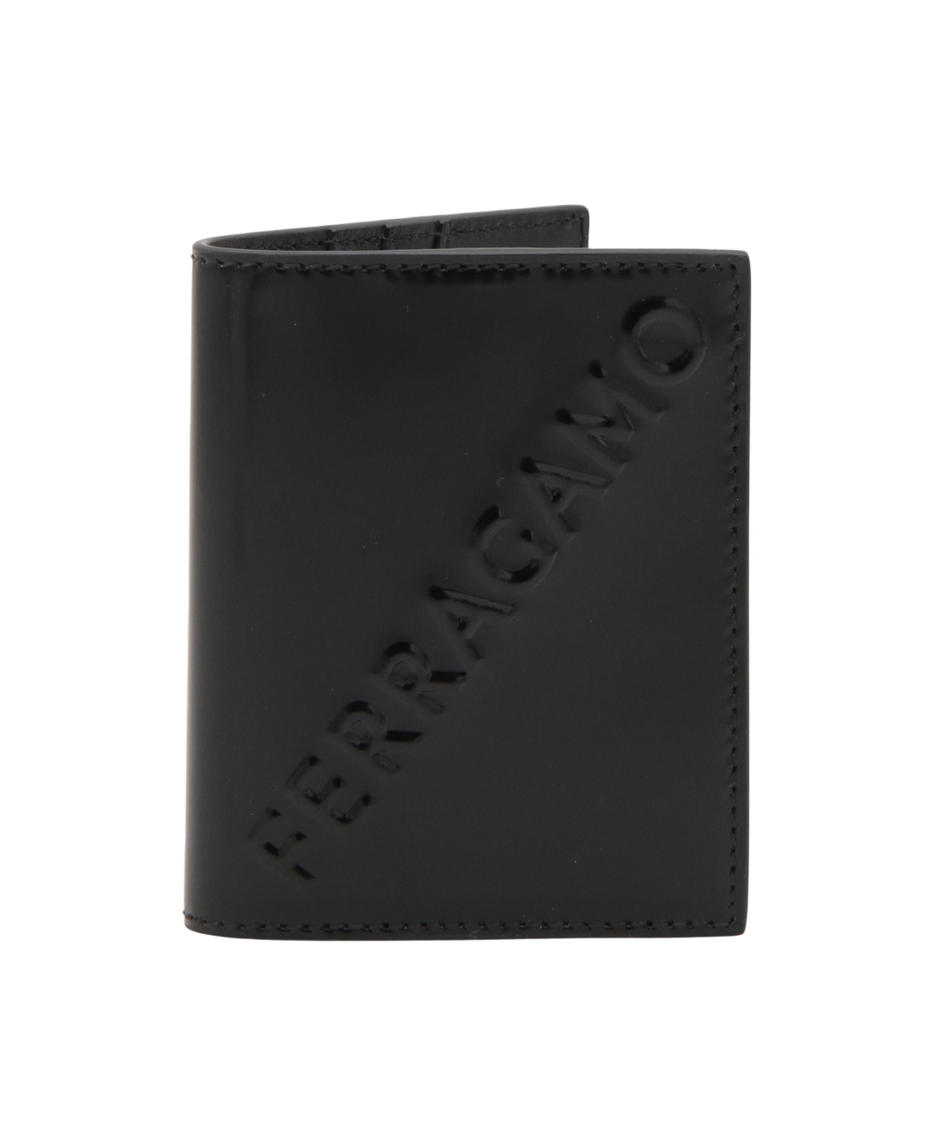 Ferragamo Black Leather Card Holder 財布