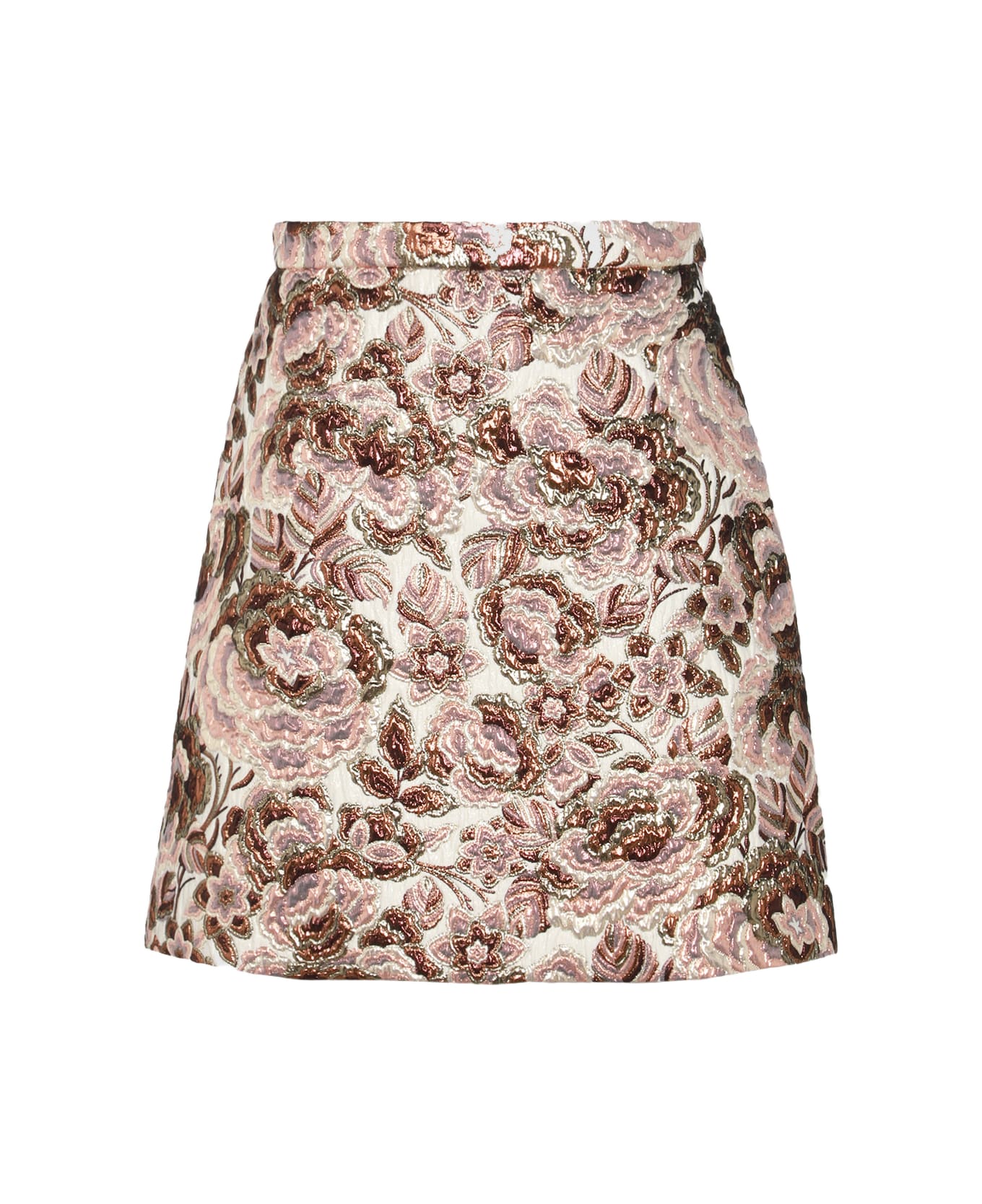 Valentino Multicolor Wool Skirt - LATTE/LUREX ROSA