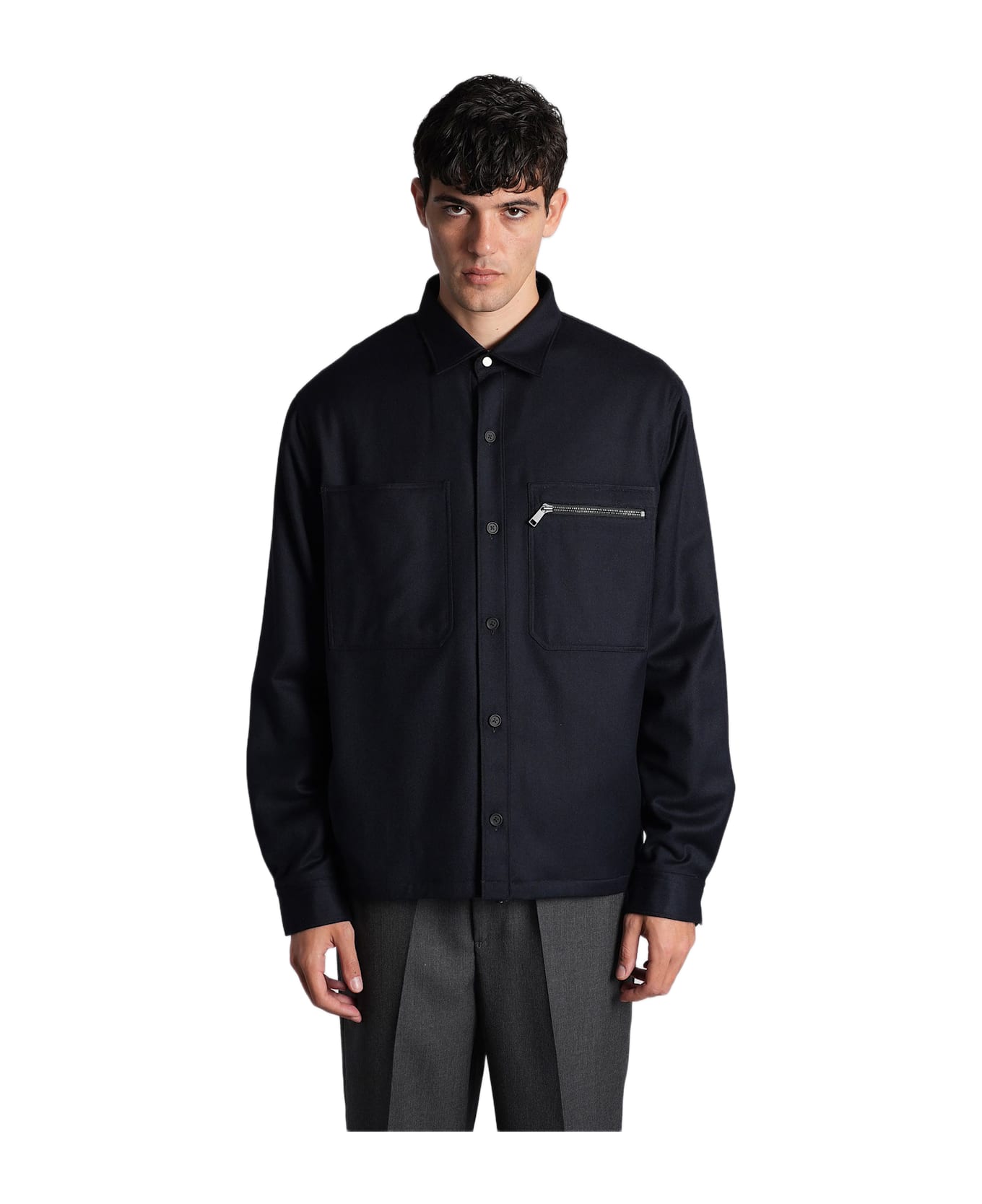 Zegna Casual Jacket In Blue Wool - blue