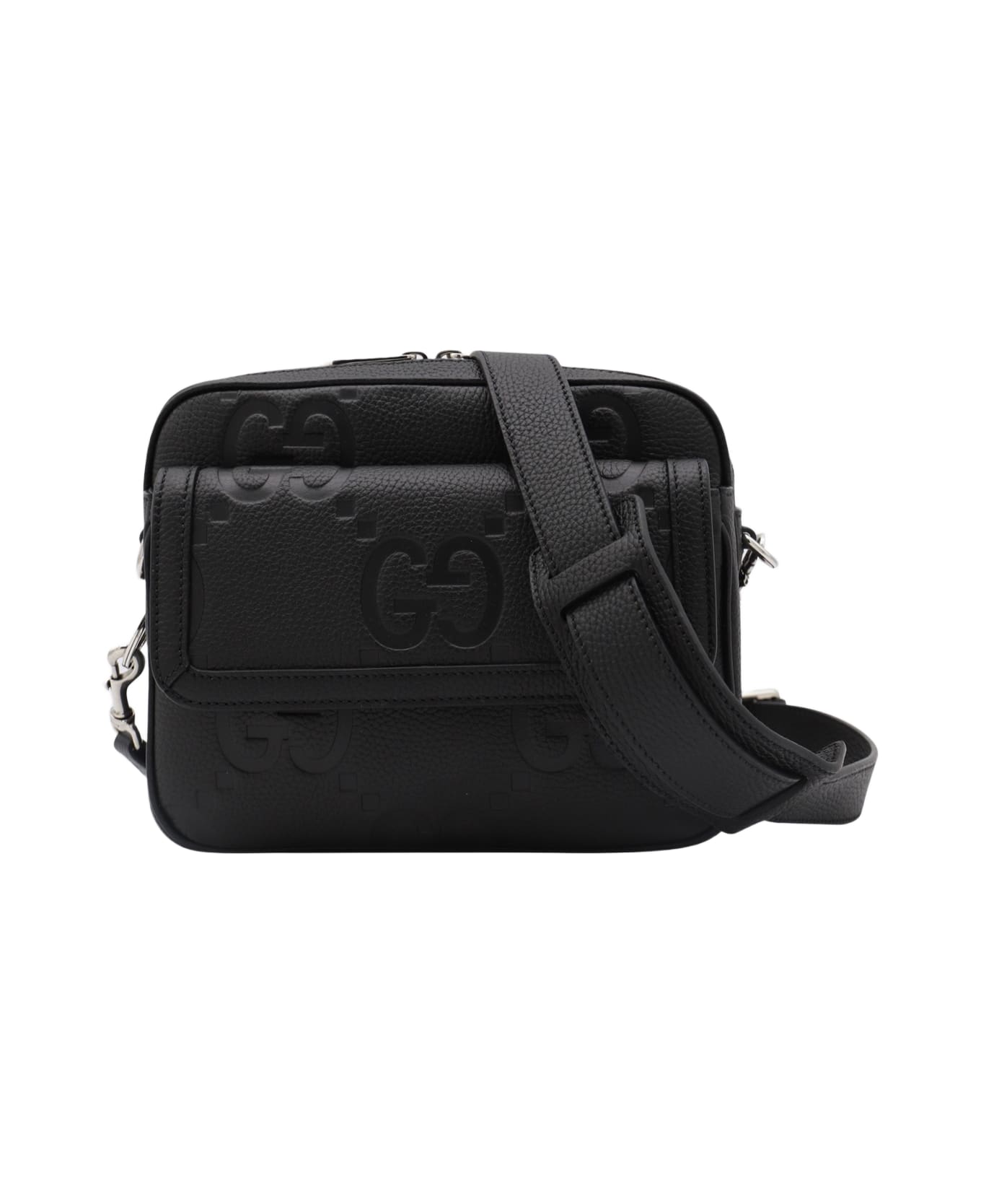 Gucci Black Leather Jumbo Small Crossbody Bag - Black