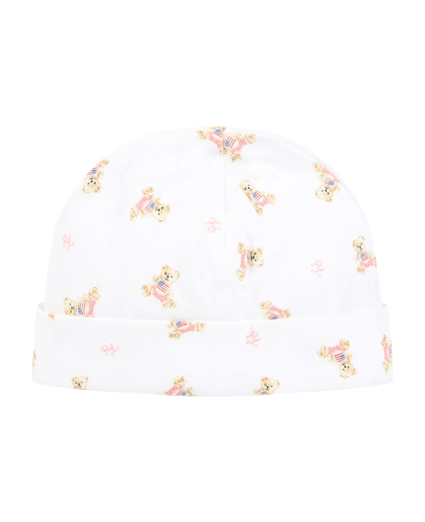 Ralph Lauren White Hat For Babygirl With Bears - White アクセサリー＆ギフト