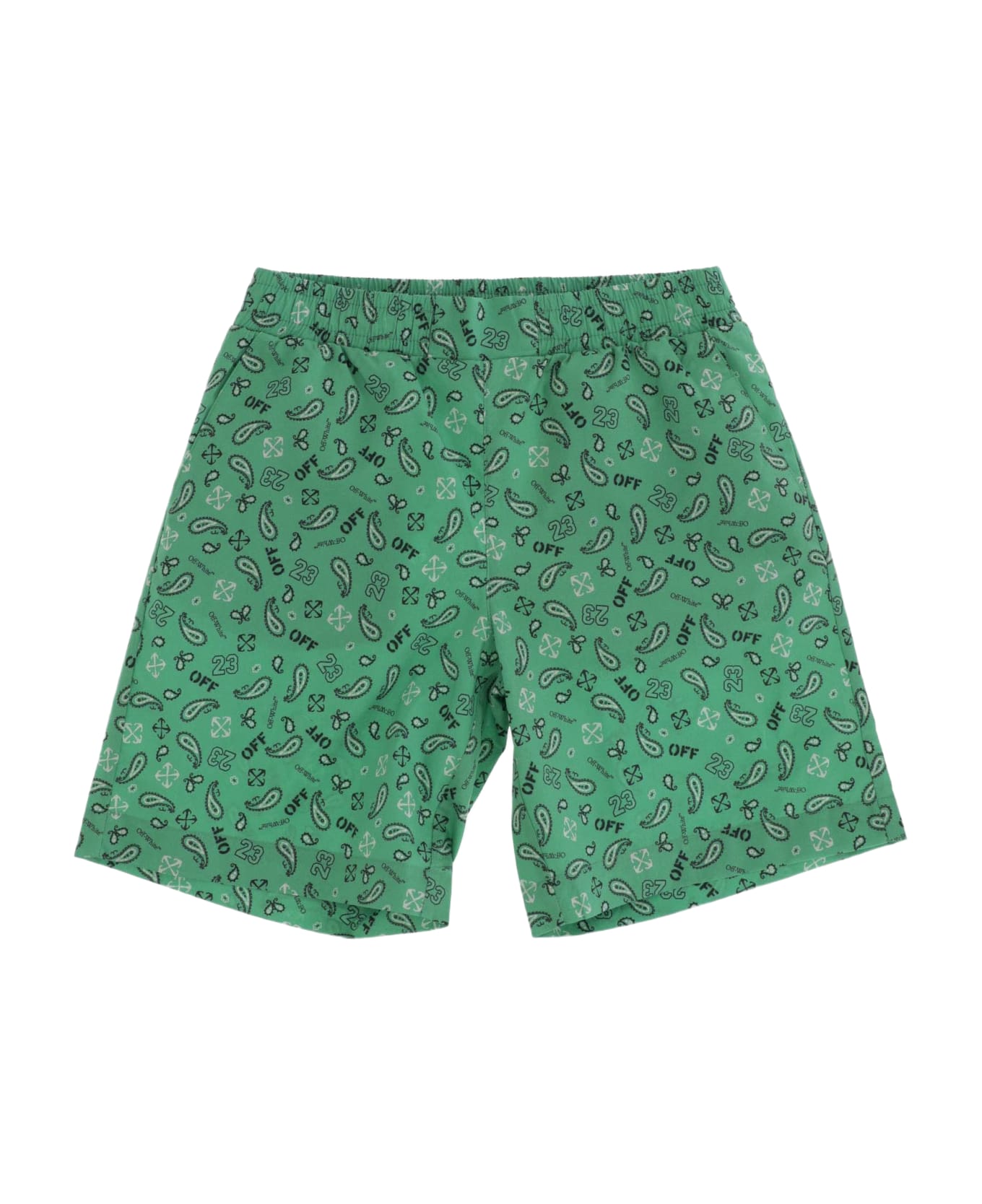 Off-White Cotton Bermuda Shorts - Green ボトムス
