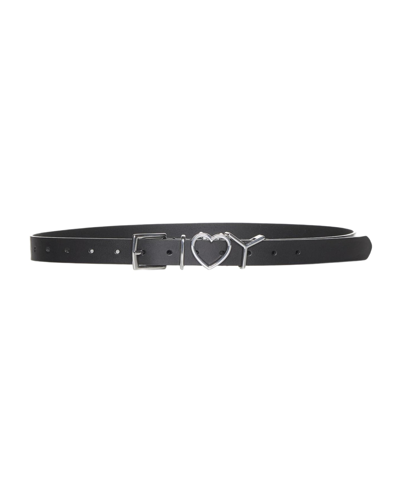 Y/Project Heart Logo Leather Belt - Black